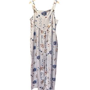 EUC SHEIN Blue and White Floral Jumpsuit